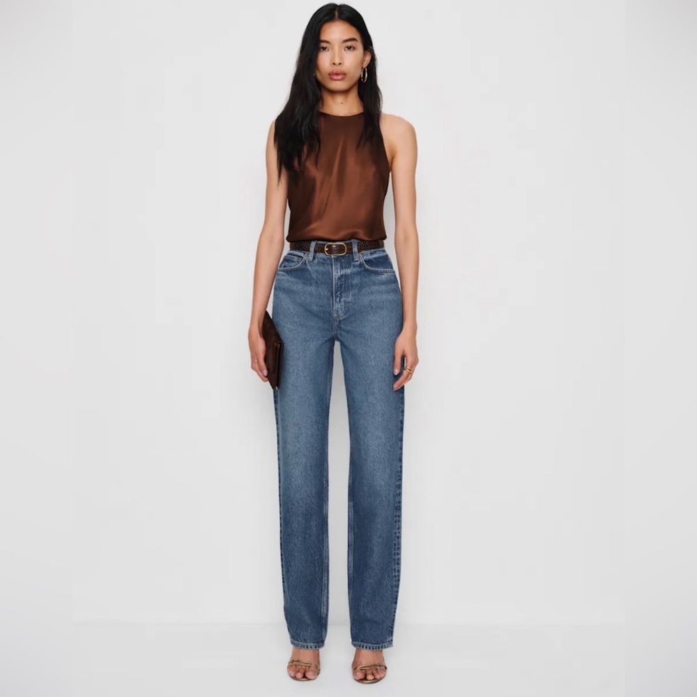 NWT Reformation Harriet High Rise Relaxed Straight Jeans Blue - Size 27